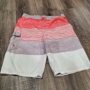 Boys Cat & Jack Swim Shorts Size 16 Swim Shorts - Coral, Gray, and White